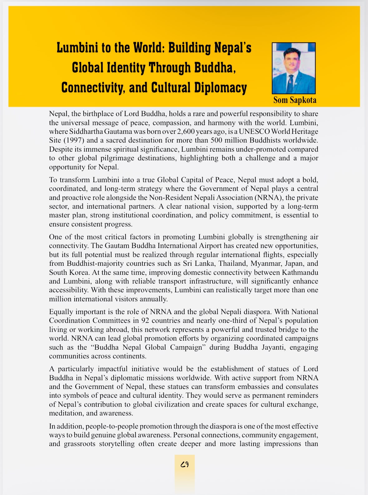 Lumbini to the World: Building Nepal’s Global Identity Through Buddha, Connectivity, and Cultural Diplomacy